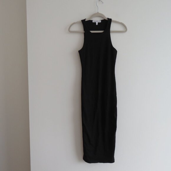 GOOD AMERICAN The Body Sculpted Midi Dress Black Minimalist Bodycon Size 0 / XS - Picture 2 of 12